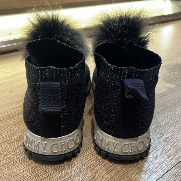 Jimmy Choo Norway Sneaker Blue/Gray Pom Pom Luxury Size EU 37.5/ US 7.5 - Picture 3 of 6